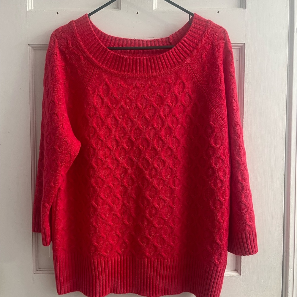 Prophecy magenta cable knit sweater.